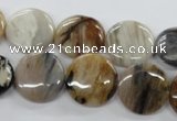COP701 15.5 inches 16mm flat round wooden opal gemstone beads