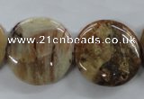 COP703 15.5 inches 25mm flat round wooden opal gemstone beads