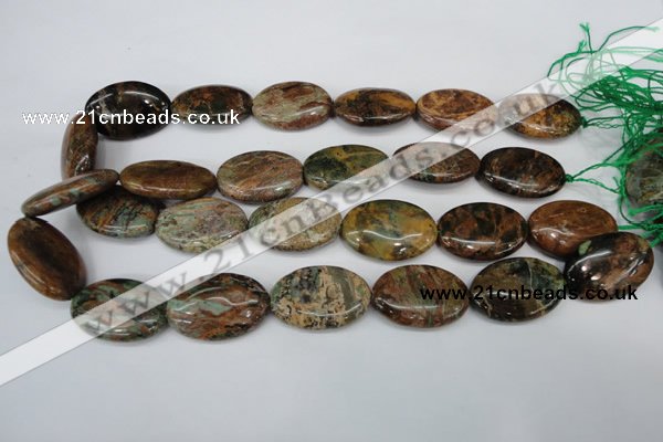 COP759 15.5 inches 20*30mm oval green opal gemstone beads