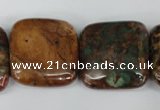 COP766 15.5 inches 25*25mm square green opal gemstone beads