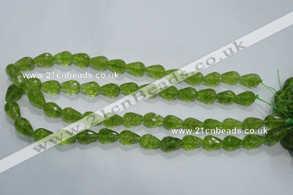 COQ109 15.5 inches 10*14mm faceted teardrop dyed olive quartz beads