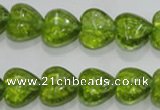 COQ31 15.5 inches 16*16mm heart dyed olive quartz beads wholesale