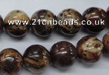 COS81 15.5 inches 14mm round red ocean stone beads wholesale