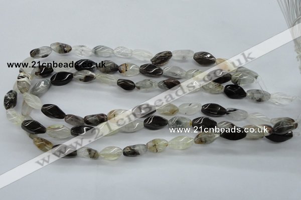 COZ15 15.5 inches 8*16mm twisted rice opal quartz beads wholesale