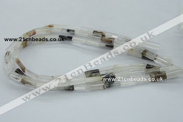 COZ28 15.5 inches 8*16mm flat tube opal quartz beads wholesale