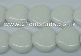 CPB352 15 inches 16*16mm heart white porcelain beads wholesale
