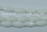 CPB357 15 inches 6*12mm faceted rice white porcelain beads wholesale