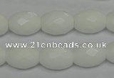 CPB47 15.5 inches 12*16mm faceted rice white porcelain beads
