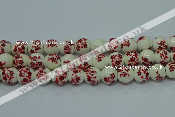CPB614 15.5 inches 12mm round Painted porcelain beads