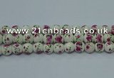 CPB632 15.5 inches 8mm round Painted porcelain beads