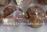 CPC656 15.5 inches 16mm round yellow phantom quartz beads