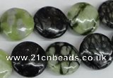 CPJ214 15.5 inches 16mm flat round green picasso jasper beads