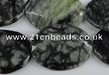 CPJ220 15.5 inches 22*30mm oval green picasso jasper beads