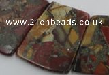 CPJ380 18*25mm - 26*32mm trapezoid picasso jasper & pyrite beads