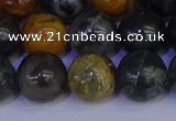 CPJ475 15.5 inches 14mm round black picasso jasper beads wholesale
