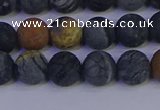 CPJ493 15.5 inches 10mm round matte black picasso jasper beads