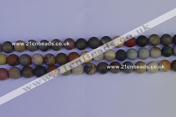 CPJ514 15.5 inches 12mm round matte polychrome jasper beads wholeasle