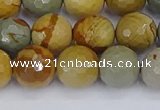 CPJ543 15.5 inches 10mm faceted round wildhorse picture jasper beads