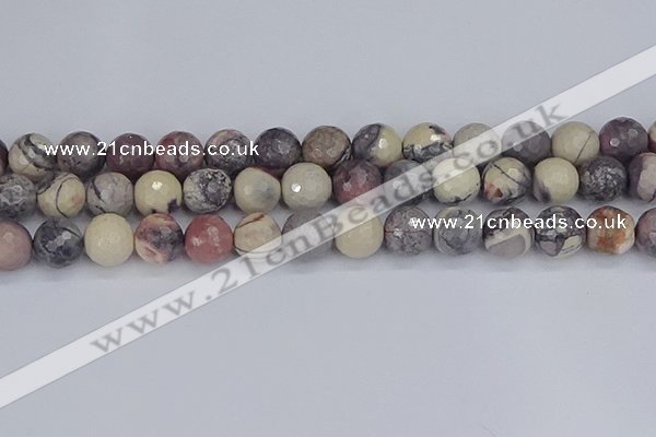 CPJ614 15.5 inches 12mm faceted round purple striped jasper beads
