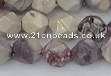 CPJ623 15.5 inches 12mm faceted nuggets purple striped jasper beads