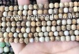 CPJ650 15.5 inches 4mm round matte picture jasper beads wholesale