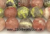 CPM11 15 inches 6mm faceted round red plum blossom jade beads