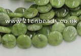 CPO15 15.5 inches 10mm flat round olivine gemstone beads wholesale