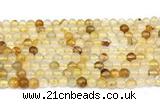 CPQ350 15.5 inches 4mm round yellow quartz gemstone beads