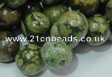 CPS07 15.5 inches 16mm round green peacock stone beads wholesale