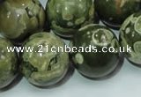 CPS09 15.5 inches 20mm round green peacock stone beads wholesale