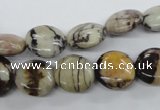 CPT01 15.5 inches 12mm flat round zebra picture jasper gemstone beads