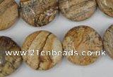 CPT258 15.5 inches 18mm flat round picture jasper beads wholesale