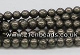 CPY05 16 inches 6mm round pyrite gemstone beads wholesale