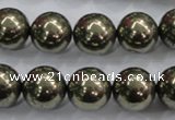 CPY26 16 inches 16mm round pyrite gemstone beads wholesale
