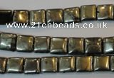 CPY315 15.5 inches 8*8mm square pyrite gemstone beads wholesale