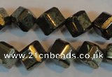 CPY363 15.5 inches 10*10mm faceted cube pyrite gemstone beads