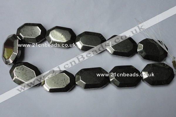 CPY370 15.5 inches 25*35mm octagonal pyrite gemstone beads wholesale