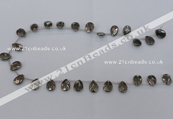 CPY377 Top drilled 10*14mm briolette pyrite gemstone beads