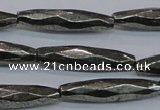 CPY604 15.5 inches 7*30mm faceted rice pyrite gemstone beads