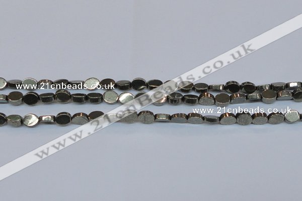 CPY640 15.5 inches 6*8mm oval pyrite gemstone beads wholesale