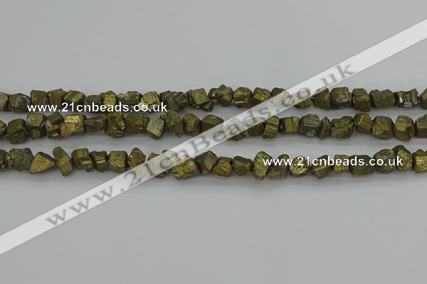 CPY802 15.5 inches 6*10mm - 8*12mm nuggets plated pyrite beads
