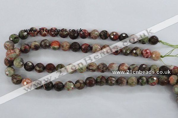 CRA103 15.5 inches 12mm faceted round rainforest agate gemstone beads