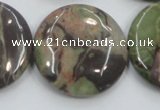 CRA14 15.5 inches 30mm flat round natural rainforest agate beads