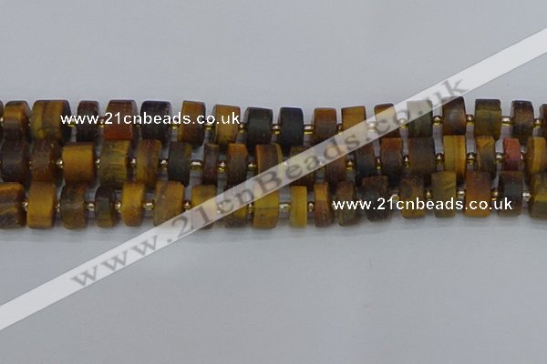 CRB1256 15.5 inches 8*16mm tyre matte yellow tiger eye beads