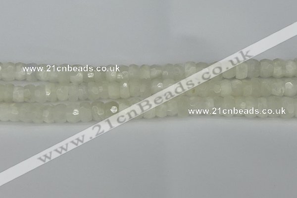 CRB1280 15.5 inches 6*10mm faceted rondelle white moonstone beads