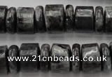 CRB160 15.5 inches 5*14mm & 10*14mm rondelle black labradorite beads