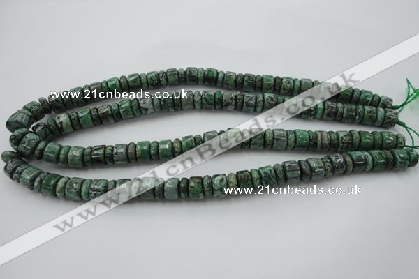 CRB170 15.5 inches 4*10mm – 7*10mm rondelle green picture jasper beads