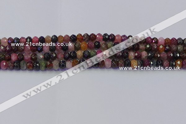 CRB1832 15.5 inches 4*6mm faceted rondelle tourmaline beads