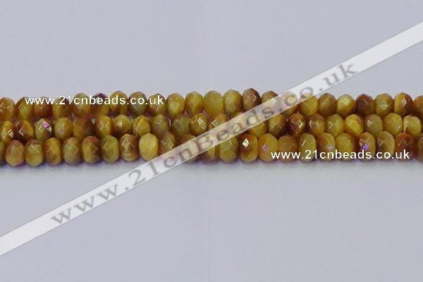 CRB1838 15.5 inches 6*10mm faceted rondelle golden tiger eye beads