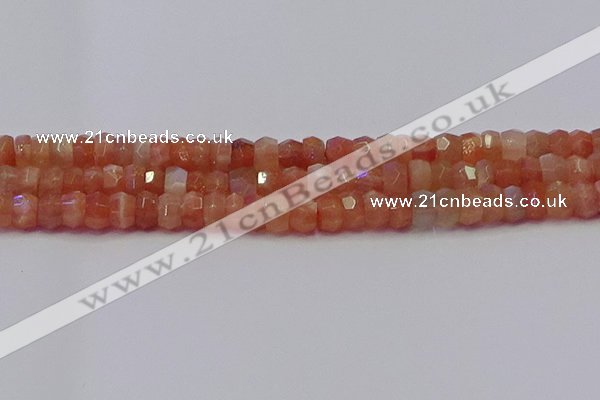 CRB1930 15.5 inches 4*6mm faceted rondelle sunstone beads